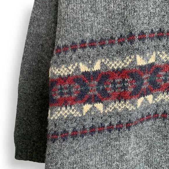 Vintage Eddie Bauer Wool Sweater XXL 90s Fair Isle V Neck Grandpa Pullover - Picture 7 of 12
